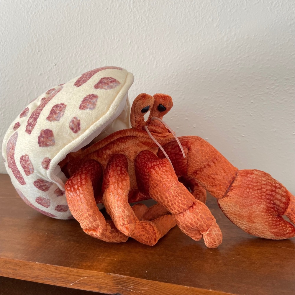 Folkmanis Puppets 12" Hermit Crab Hand Puppet Spotted Pattern Shell Orange Crab